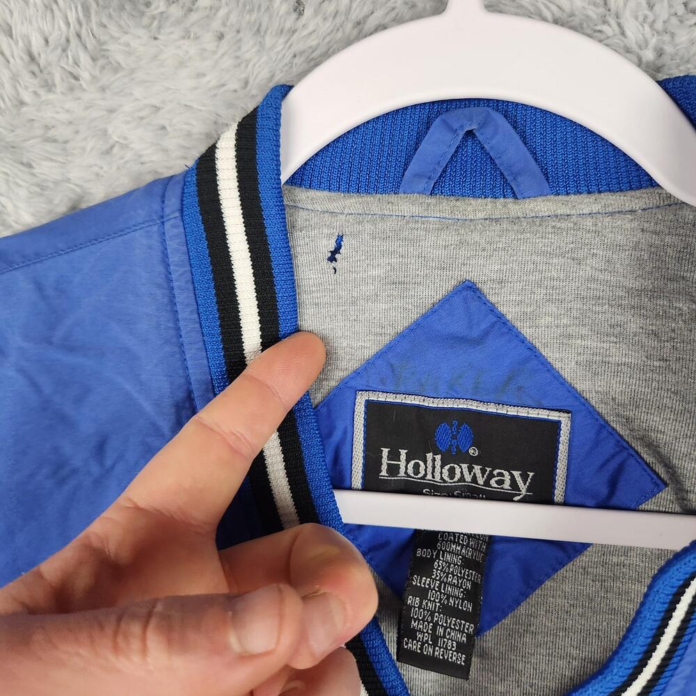 Vintage Falcons Baseball Jacket Mens Small Blue Pullover Windbreaker Logo Sports - Picture 3 of 16